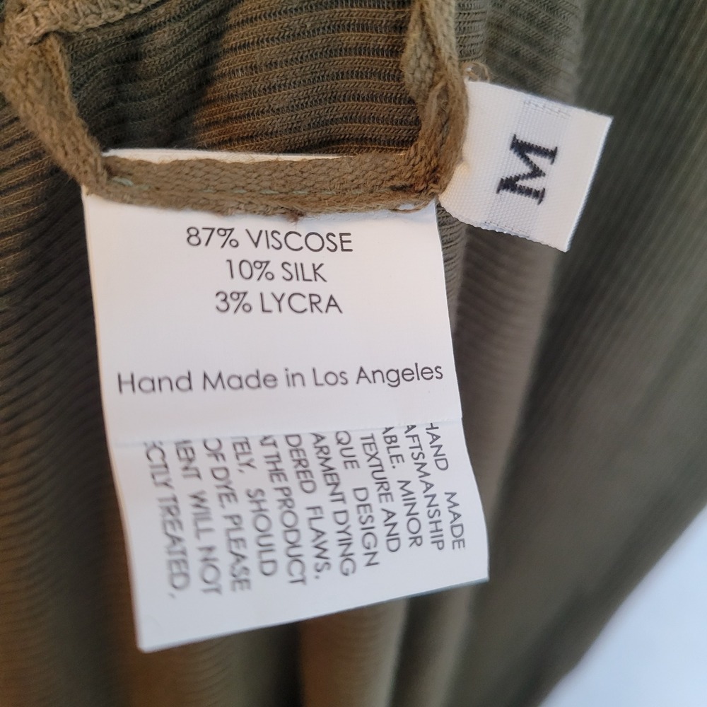 Enza Costa Womens Ribbed Knit Tank Midi Dress Green Viscose Silk Size Medium - Picture 3 of 9